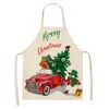 Shop Apron Creative Christmas Printed Women Kitchen Aprons Waterproof Cooking oil-proof Imitation Cotton Santa Claus Linen Antifouling Chef Sleeveless Apron