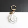 Camellia Çiçek Keyrings Çanta Takılar PU Deri Kolye Araba Anahtar Zincirleri Aksesuarlar Siyah Beyaz Gül Kırmızı Takı Anahtarlık Halkaları Hol290X