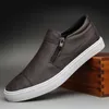 Hommes en cuir PU chaussures décontractées homme conduite mode mocassins à enfiler mocassin chaussures fermeture éclair plat Tenis Masculino 220303