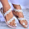 Gladiateur femmes chaussures d'été mode décontracté dentelle fleur sandales plates anneau d'orteil chaussures De plage sandale femme Zapatos De Mujer