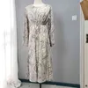 Moda paisley impressão midi vestido mola manga comprida vestidos para as mulheres roupas coreanas 210421