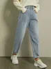Minimalisme Winter Causal Women's Jeans Mode Katoen Hoge Taille Rechte Ligh Blue Pants 12040685 210527