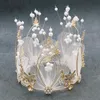 Annan Event Party Supplies 1pc Crown Cake Decoration Topper Romantisk Pearl Garland Grattis på födelsedagen Barn Hår Ornament Bröllop Decor Fa