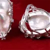 Baroke, natuurlijke zoetwaterparels 925 zilveren ring enorme grootte hoogglans barok onregelmatige parelring, vrouwen geschenken RA J190721 948 Q2