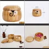 Altre arti e mestieri Creativo Durevole Ciotola di bambù Conservazione del filato Organizzatore di lana all'uncinetto con coperchio per la casa Stile casuale 19S R03Ik