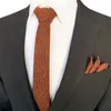 Luxe 6 cm wol set heren stropdas zakdoek plaid solide nek stropdassen zak vierkant rood bruin groen grijs voor mannen bruiloft