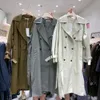 Vintage Trench Coat Women Oversize Long Double Breasted Windbreaker Koreanska Kläder Vinter 210421