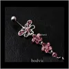 Bell Drop Delivery 2021 D0030 (1) Pink Color Bowknot Style Belly Button Ring Navel Rings Body Piercing Smycken Dingle Accessories Fashion