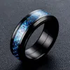 Anéis de faixa do padrão do dragão punk para homens inlay conforto apto de aço inoxidável anel de casamento largo 8mm