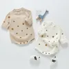 0-3Yrs Cute Baby Girl Knit Rompers Spring Autumn Long Sleeve Fashion Infant Clothes Star Printing 210429
