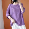Casual de algodão de algodão de mulher de grandes dimensões camisetas Novo estilo simples estilo simples bordado solto feminino tops Tees SS2831 210412