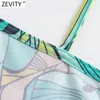 Zevity Women Tropical Floral Print Spaghetti Strap Chic Camis Tank Kvinna Retro Sommar Lace Up Vest Beach Sling Tops LS9380 210603