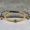 Fascino di fili di perline di filo 5MM Braccialetto di perline di rame Corda intrecciata Macrame Pave CZ Ball Bracciali Gioielli fatti a mano Bracciale da uomo Bileklik