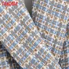 Tangada Fashion Women' Set Plaid Tweed Cropped Blazer Aand Skirt Long Sleeve Female 2 Piece Suit BE651 210609