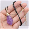 Hängsmycken hänge halsband natursten amethyster halsband kristall brasiliil druzy irregar lavendel kvarts chakra reiki malm smycken drop del del