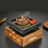 Mini barbecue grill table BBQ groove rock baking pan teppanyaki steak plate high temperature slate plate RRB128191347880