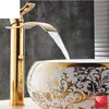 Basin Faucet Gold And White Waterfall Brass Bathroom Mixer Tap Cold Sink Faucets