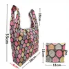 Bolsa de compras de reciclaje plegable de 36x56CM, bolsa de poliéster reutilizable ecológica, almacenamiento de comestibles con dibujos florales para frutas y verduras