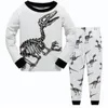 Dinosaur baby pojkar pyjamas kostym tecknad dino barn sovkläder kläder sätter långärmad tee shirts byxor barn pijamas mjuk 210413