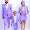 家族の写真Tuxedos Purple Mensワンボタンスリムフィット結婚式のブレザースーツホーマルウエディングパーティーパンツコートジャケット2個