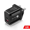 Typ C-laddare EU US UK 18W 20W 25W PD USB-C Wall Charger Plug-adaptrar för iPhone 14 15 11 12 Samsung LG S1 PC med låda