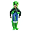Dorosłych dzieci Unisex Nadmuchiwany Kostium Green Alien Funny Blow Up Suit Party Fancy Dress Unisex Costume Ball Event Costume Q0910