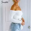 Sexy off shoulder tie up white crop female solid cropped women Casual bow autumn streetwear shirt ladies tops 210414