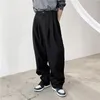 Herenbroek mannelijke vintage mode plaid lange broek japan korea stijl broek mannen hoge taille casual los rechte pak