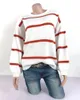 Vintage Stripe Oversized Pullover Kvinnor Höst Vinter Streetwear Casual Jumper Tröja Stickat Loose Pull Femme 210427