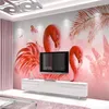 Обои Beibehang Пользовательские ручные окрашенные маслом окраска тропических растений Фламинго современная мода фон стены декоративная живопись