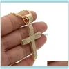 Colliers Pendants JewelryGold Color est arriv￩ classique pour hommes de bijoux croix croix micro pave complet en zircone remplie de zircone pour hommes cha