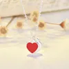 Cute Enamel Heart Clavicle Chain Necklace with Stamp 3 Colors Women Letter Short Necklaces for Gift Party Fashion Jewelry Accessories