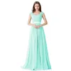 Babyonline Elegant Bridesmaid Dresses Lace Appliques Sequins Beads Cap Sleeves V Neck Chiffon Party Evening Gowns Classic Prom Dresses CPS233