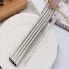 Stainless Steel Drinking Straws Reusable Straws Metal Drinking bent Straw Diameter 6mm Cleaning brush Straws bag Bar Drinks Party Accessorie