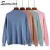 Malha de camisola quente feminino para outono inverno senhoras manga longa mulheres gelatina tricot pulôver azul jumper 210421