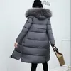 Piumino da donna Parka Giacca invernale da donna Collo in pelliccia Parka lungo Cappotto sottile caldo Piumino donna Imbottito oversize Capispalla Luci22