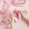 収納袋PVCピンク透明桜袋化粧品バッグトラベルサンディリーメイクアップオーガナイザー1ピース
