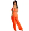 2022 Sexy Perspective Mesh Pants Outfits Designer 2 Piece Set Summer Chest Wrapped Sheer Leggings With Ruffle Outfits Sportswear