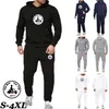 Tuta da uomo moda autunno e inverno tinta unita maglione con cappuccio + pantaloni casual da jogging Jott Print Design Abbigliamento 211230