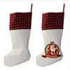 Sublimation Plaid Noël Bas Linge Blanc Bonbons Chaussettes Père Noël Cadeau Sac Xmas Arbre Ornement Festival Fournitures pour Enfants