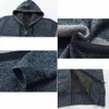 FALIZA hommes rayé pull manteau épais polaire chaud fermeture éclair laine à capuche Cardigan pulls hommes à manches longues tricoté chandails XY110