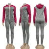 Tracksuits Winter Two Piece Set Women Long Sleeve Hooded Zipper Pocket Sporty Jackets+Leggings Matching Sets Workout Stretchy Outfits S-2XL