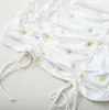 Daisy broderie blanche moulante mini robe femmes dos nu froncé partie courte robe d'été bandage plage été robe de sangle 210415