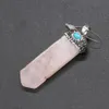 Wrap Natural Stone 7 Chakra Charms Sword Shape Rose Quartz Healing Reiki Crystal Tiger Eye Pendant Finding för DIY Män Halsband Smycken 18x55mm