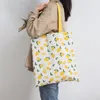 Sacos de armazenamento mulheres saco de compras frente e verso mão dupla bolsa de algodão de bolso de algodão de bolso sundries