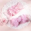 Baby Headbands Flower Bow Hair Accessories Kids Girls Nylon Wide Head Wrap Children Elastic Bowknot Flower Headband 2pcs set KHA161