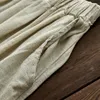 Johnature Kobiety Pościel Szerokie Spodnie Nogi Elastyczne Talia Jesień Kieszenie Zimowe Odzież Luźna Vintage Spodnie 210925