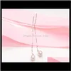 Stud Earrings Jewelry Drop Delivery 2021 1 Pair 8-9Mm Rice Shape White Natural Freshwater Pearl Ear Line Fashion Earring S925 Tremella Nail R