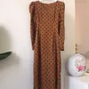 Franse stijl herfst vrouwen casual polka dot print avondfeest corduroy jurken elegnt lace-up slanke mode 210527