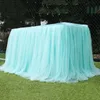 Tutu Tulle Table Skirt Elastic Mesh Tulle Tablecloth Tableware Dining Table Decoration For Wedding Party Home Textile Accessory 201007